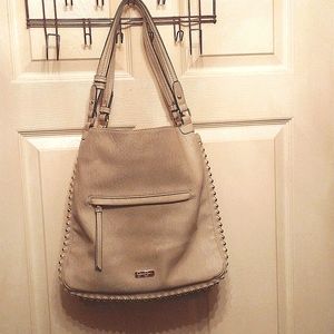 Jessica Simpson large tan beaded purse.
